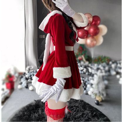 Bunny Xmas Lady Cosplay Christmas Dress Women Santa Claus Suit Costume Set Winter Red Dress Maid Girl Uniform Navidad 2022