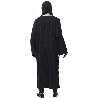 Men Halloween Necromancer Costumes Adult Azrael Evil Skeleton Robe Cosplay Carnival Purim Parade Nightclub Role Play Party Dress