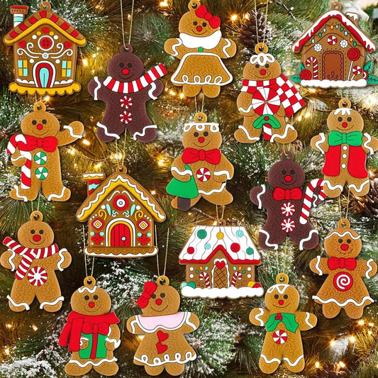 6-12pcs Gingerbread Man Ornaments Xmas Tree Hanging Pendant 2023 Merry Christmas Decorations Home 2024 New Year DIY Charms Gift