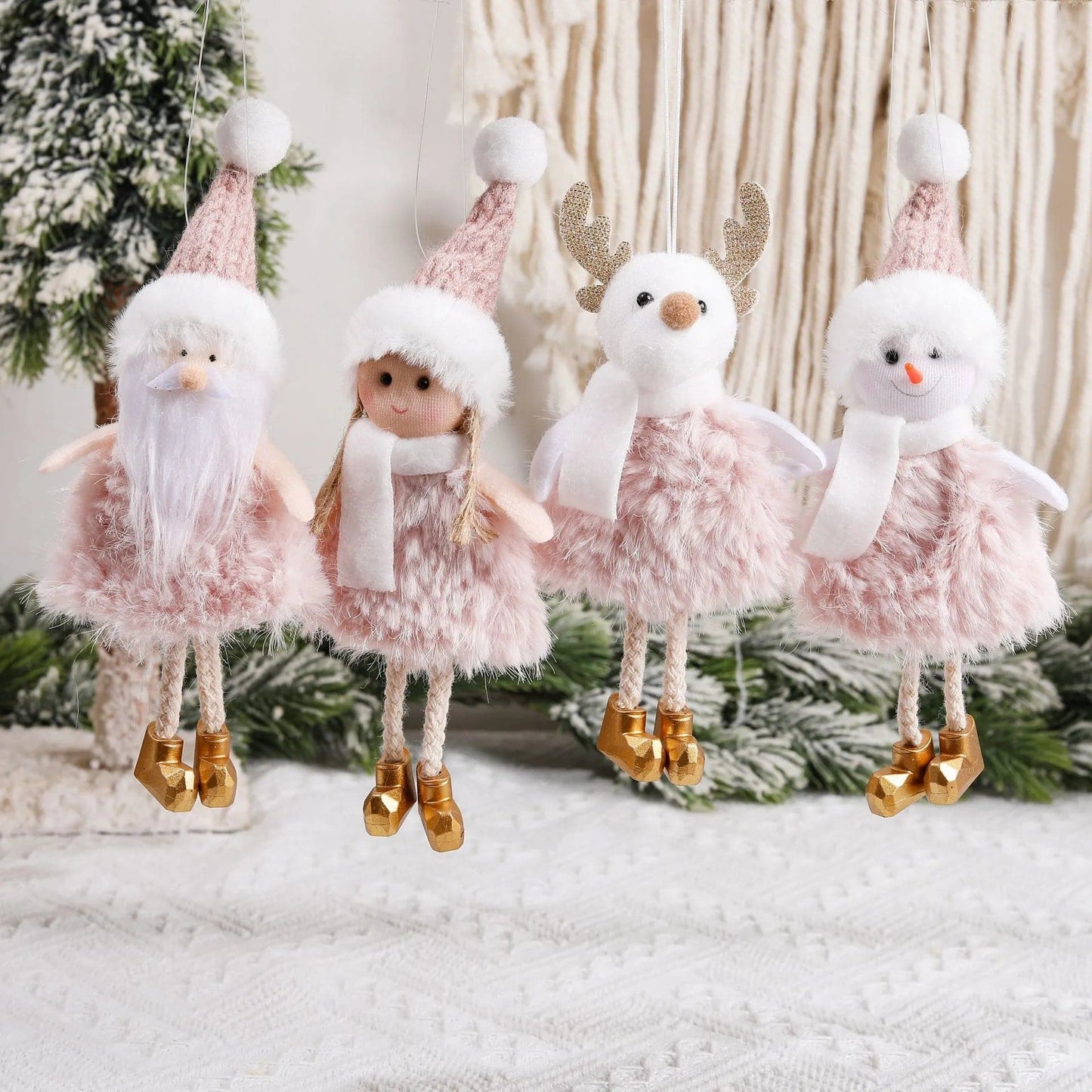 Christmas Decoration Pink Angel Plush Dress Pendant Ornament Wedding Decoration Birthday Party Supplies Kids Gift Xmas Decor