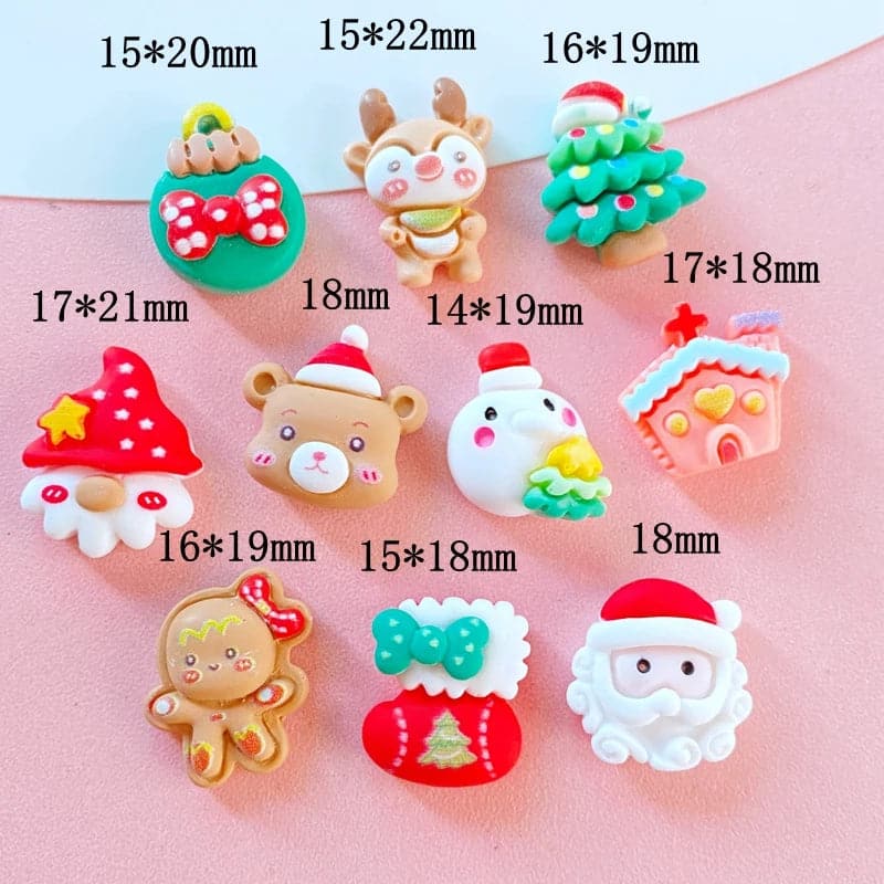 20Pcs New Cute Mini Christmas Collection Flat back Resin Cabochons Scrapbooking DIY Jewelry Craft Decoration Accessorie