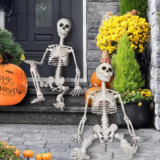 40cm Halloween Human Skeleton Fake Human Skull Bones Halloween Party Home Bar Decorations Haunted House Horror Props Ornament