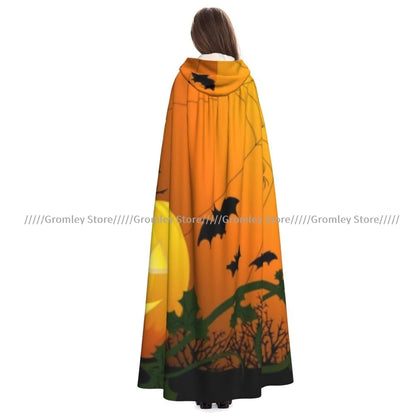 Unisex Halloween Cloak Funny Psychedelic Bats Cape Hooded Medieval Costume Witch Wicca Vampire