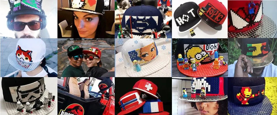 Cartoon Patchwork Baseball Caps DIY Blocks Snapback Hats Hip Hop Hat for Men Women Detachable Pixels Dad Hats Cap Kids Adults