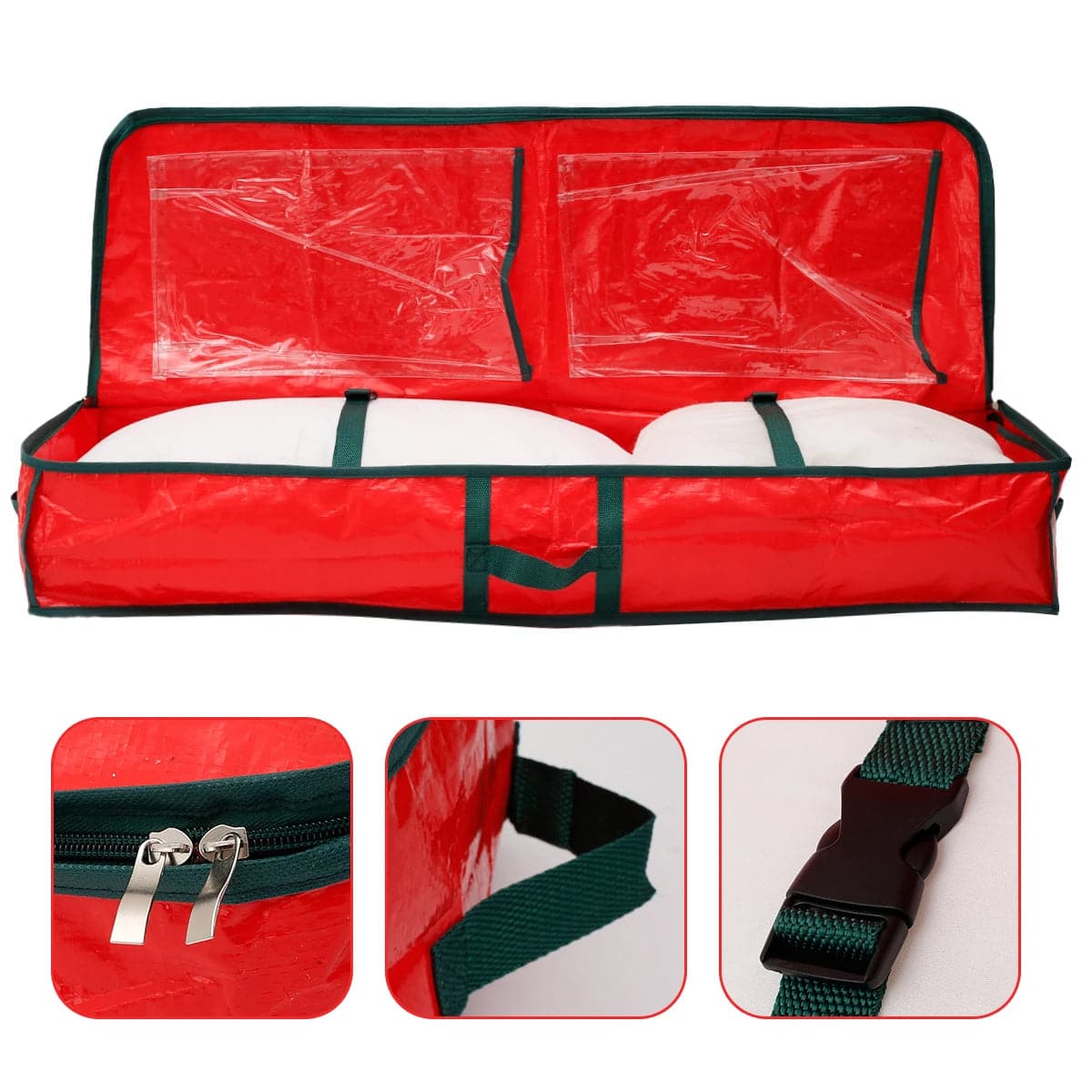 Christmas Gift Wrap Storage Bag Waterproof Underbed Storage Organizer with Reinforced Handles Xmas Wrapping Paper Storage Box