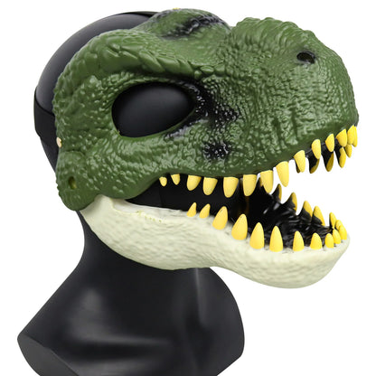 3D Dinosaur Mask Lifelike Raptor Dino Moving Jaw Dinosaur Mask High Quality PVC Headwear Halloween Children Toy Carnival Gift