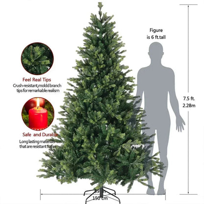 2.1m Christmas Tree with 800 Tips Folding Stable Metal Stand Fast Assemble Flame Retardant PVC Green Artificial Christmas Fir