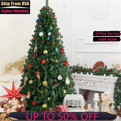 7.5ft Hinged Spruce Artificial Christmas Tree Lifelike Holiday Decorative Tree with Foldable Stand,Green