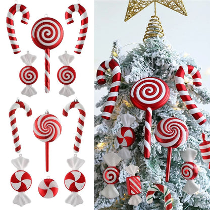 Mix Cute Xmas Candy Canes lollipop Christmas Tree Balls Ornament Hanging Christmas Home Decoration 2023 Navidad natal Noel Decor