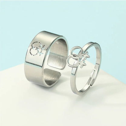 Stainless Steel Lesbian Matching Promise Ring for Women Men Couples Lover Can Adjustable Ring Wedding Valentine's Day Gift