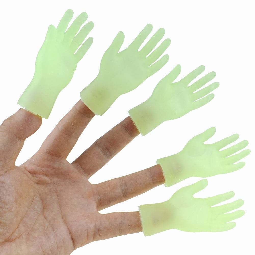 2PCS Luminous Funny Finger Toy Creative Mini Finger Gloves Novelty Children Toys Small Hand Model Halloween Gifts for Adult Kids