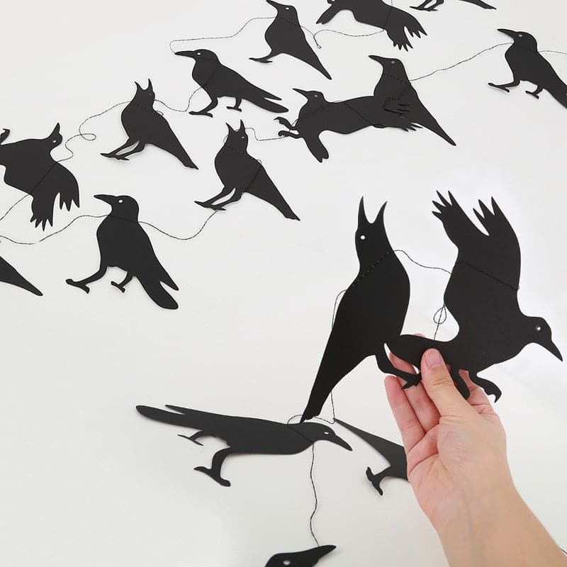 Halloween Black Crow Banner Flying Crow Hanging Deocr 2023 Halloween Party Decor For Home Kids Favor Terror Themed Bar Decor