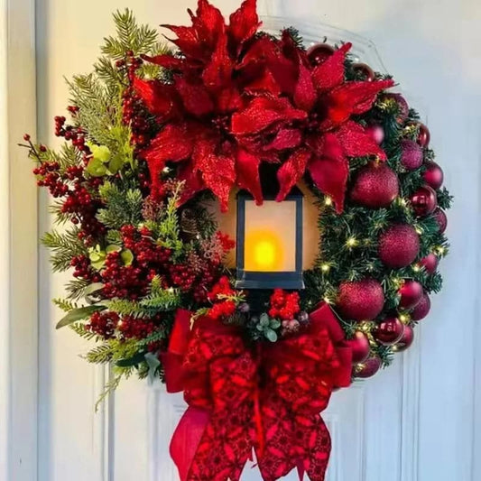 40cm Big 2024 New Christmas Wreath Jesus Christmas Oil Lamps With Christmas Saffron Door Hanging Pendent Christmas Party Decor