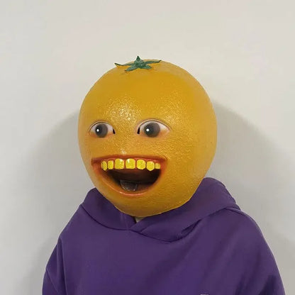 Funny Orange Headdress Cute Orange Latex Mask Halloween Carnival Funny Sand Sculpture Fruit Full Face Expression Pack Headgear