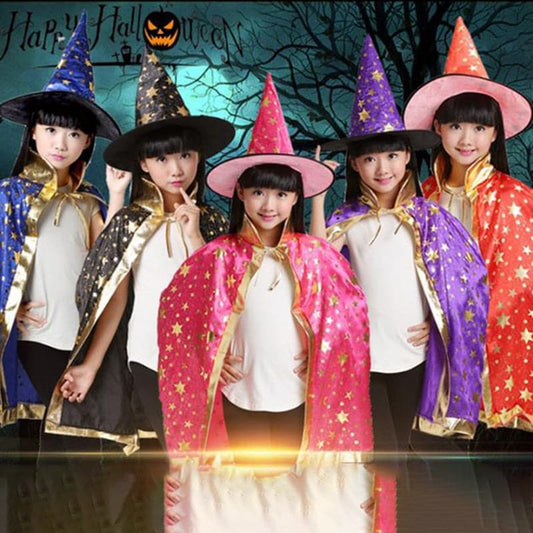 2Pcs/Set Kids Witch Cloak and Hat: Halloween Costume