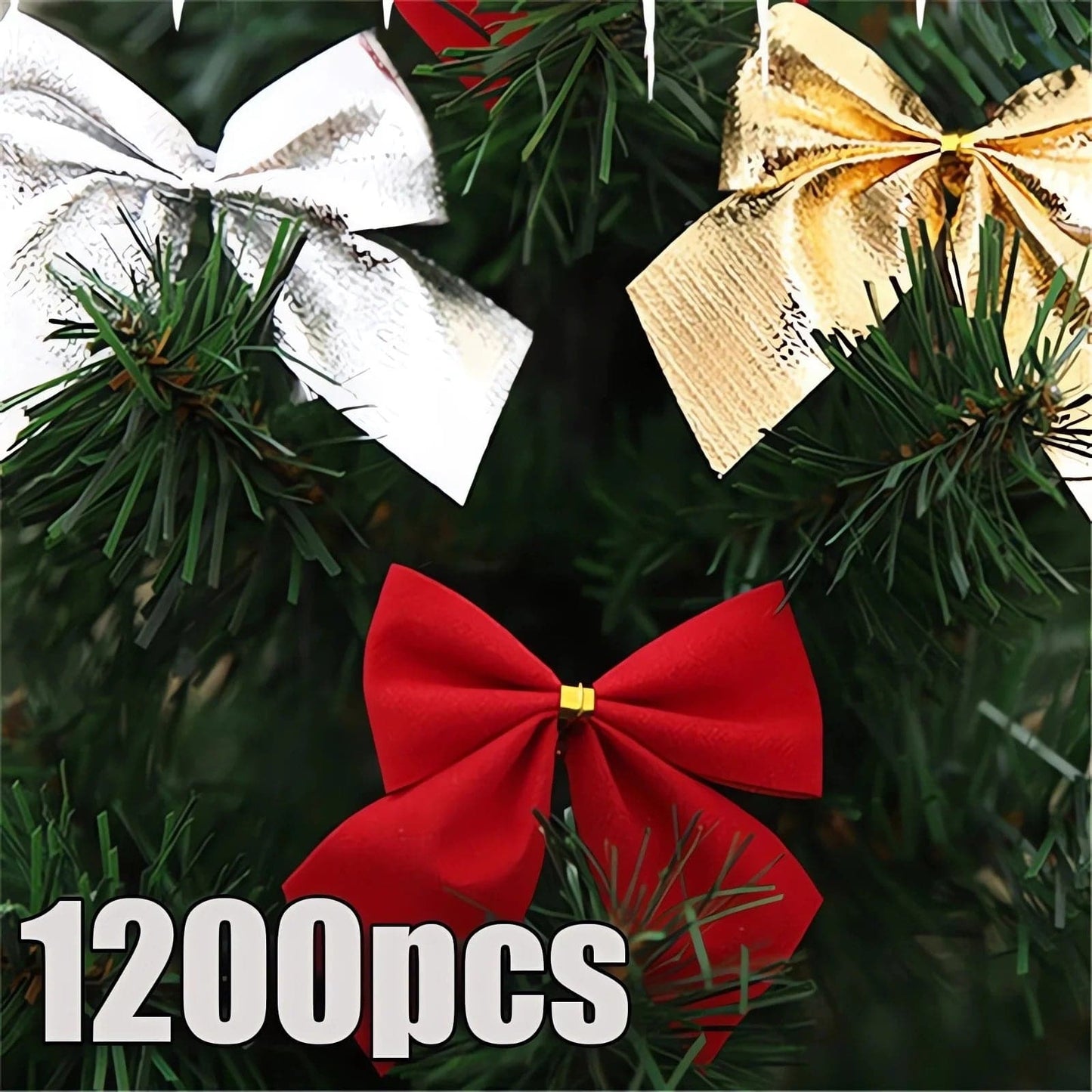 Christmas Bow 5.5cm 12PCS Red Bow Gold Silver Red Cloth Christmas Tree Decorations Hangings