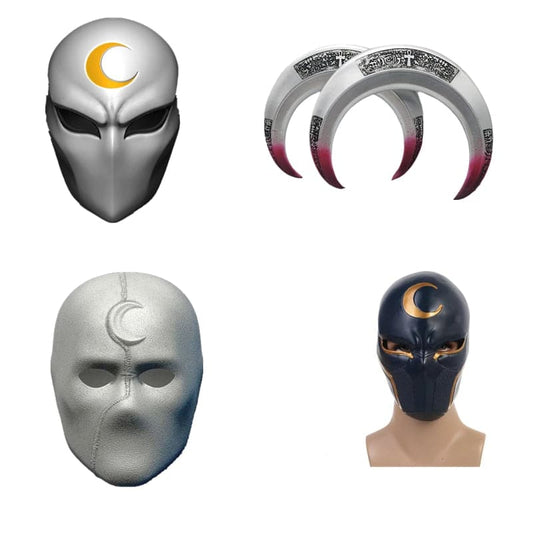 Marvel Movie Moon Knight Hero Character Marc Spector Cosplay Mask Latex Crescent Weapon Halloween Party Costume Props Collection
