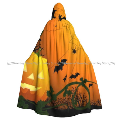 Unisex Halloween Cloak Funny Psychedelic Bats Cape Hooded Medieval Costume Witch Wicca Vampire