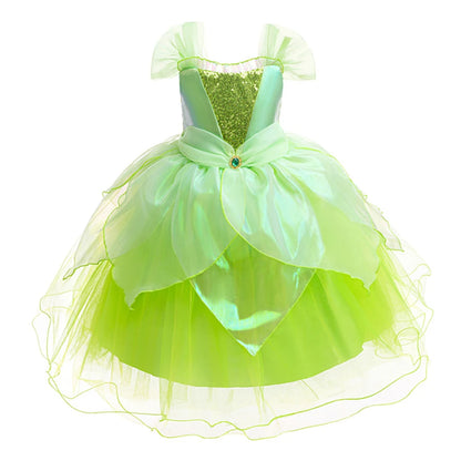 Tinker Bell Girls Fairy Princess Dress Kid Cosplay Elf Costume Tinkerbell Halloween Carnival Party Clothes Fantasy Green Vestido