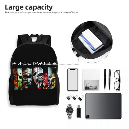 Halloween Horror Movie Character Backpacks for Boys Girls College School Travel Bags Men Women Bookbag Fits 15 Inch Laptop