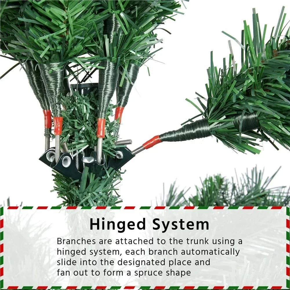 6’Hinged Spruce Artificial Christmas Tree for Holiday Decorative, Green