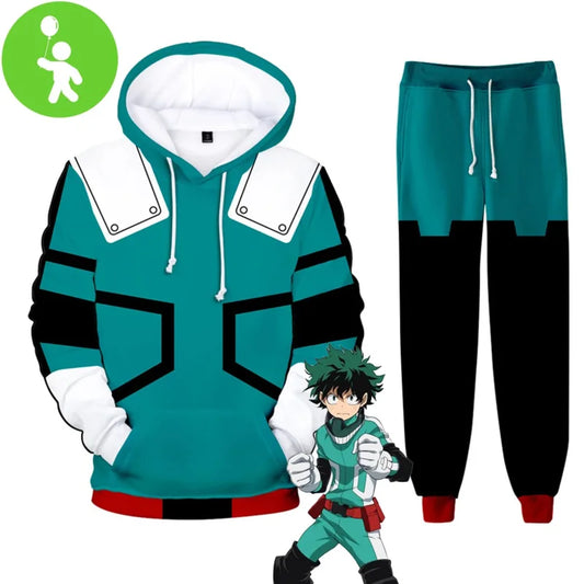 Midoriya Izuku Cosplay Boys Costume Hoodie Pants Anime My Hero Cosplay Academia Fantasia Kids Halloween Clothes Child Role Play