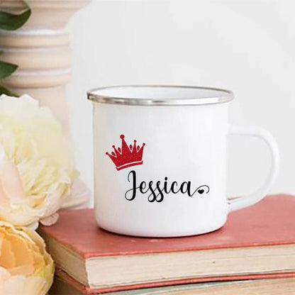 Personalized Crown Coffee Mug - Custom Enamel Mugs