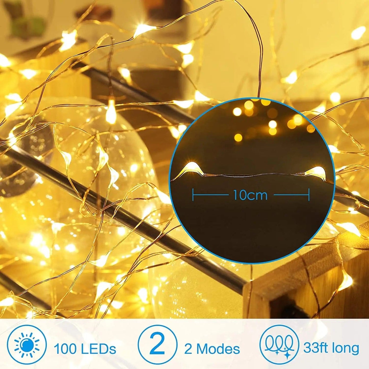 10M Led Fairy Lights Copper Wire String Holiday Outdoor Lamp Garland Christmas Tree Wedding Party Decoration LED String Lights