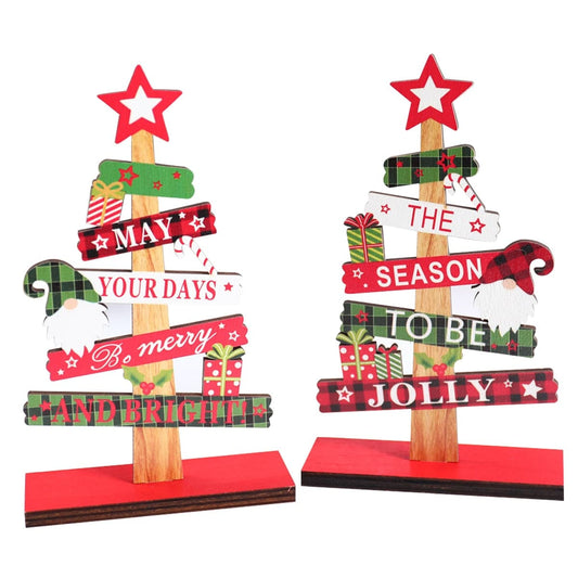 DIY Desktop Christmas Tree Wooden Signs Christmas Decorations 2023 for Home Table Decor Navidad Natal Noel Gifts New Year 2024