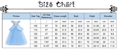 Disney Girl Cinderella Cosplay Dress Up Clothes For Girls Halloween Carnival Party Princess Costume Kids Birthday Wedding Gown