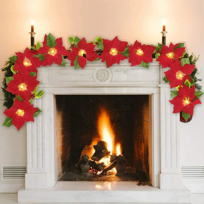 Christmas Garland with Lights 2 Meters Hanging Decorations for Home Decor Fireplaces Stairs Door Outdoor Battery Operated