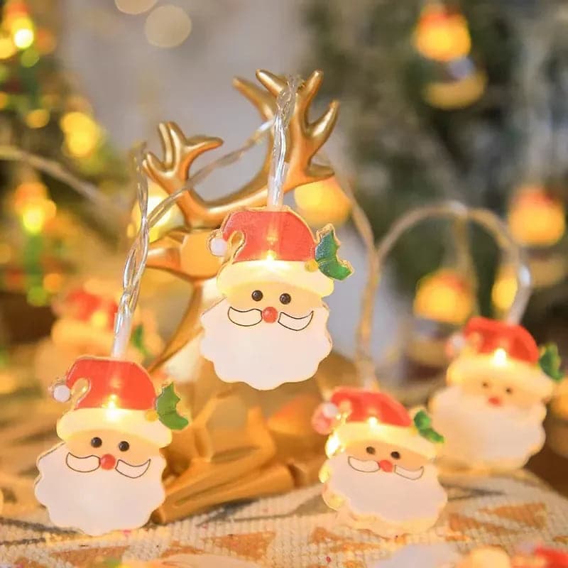 USB 10L Christmas Light String Santa Claus Snowman Elk Fairy Light String Christmas Tree Lights String New Year Party Home Decor