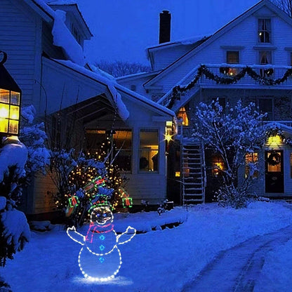 Christmas Decorative Lights String Wrought Iron Luminous Snowman Christmas Tree Decorations Outdoor Garden Decorative Signs