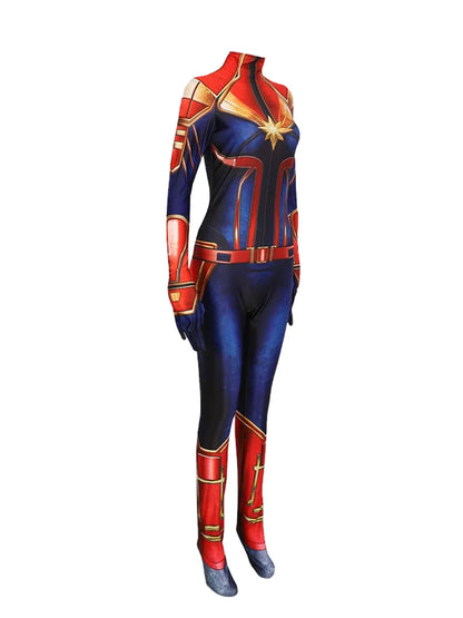 Superhero Captain Marvel Cosplay Costume Movie The Avengers Cosplay Bodysuit Jumpsuit Halloween Costume for Kids Adult