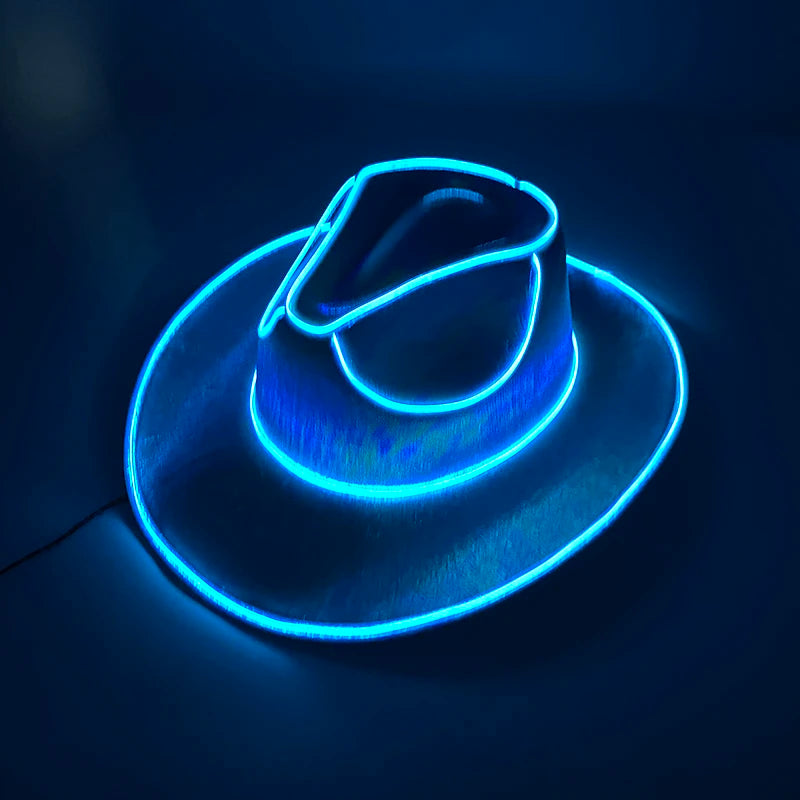 Luminous Fedora Hat Gentleman Performance Jazz Cap LED Glow Top Hat Birthday Wedding Christmas Halloween Party Costume Supplies