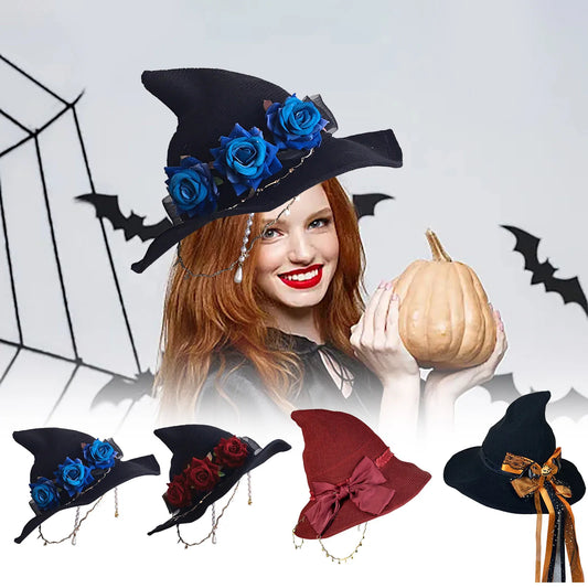 Halloween Lolita Rose Big Bow Little Witch Hat Witch Hat Headpiece Party Decorations For Women Fast Shipping