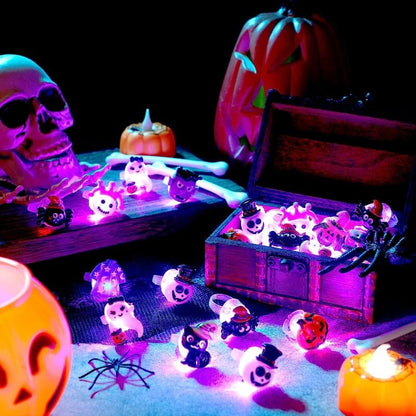 LED Luminous Halloween Rings Creative Pumpkin Ghost Skull Glowing In Dark Finger Rings Toys with Lights Home Party Decoration