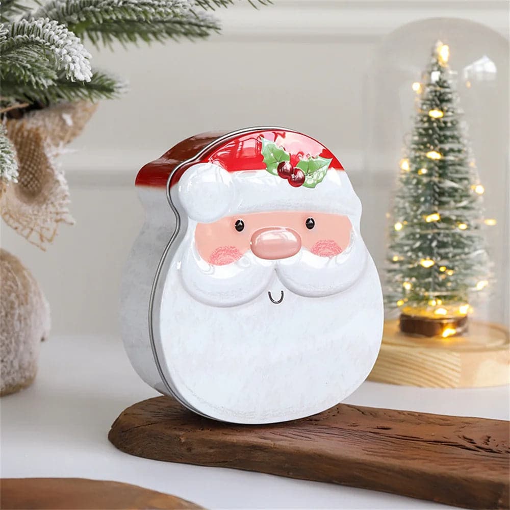 Creative Christmas Iron Box With Skylight Tin Plate Box With Cookies Mousse Cake Packaging Christmas Square Small  Storage Boxes