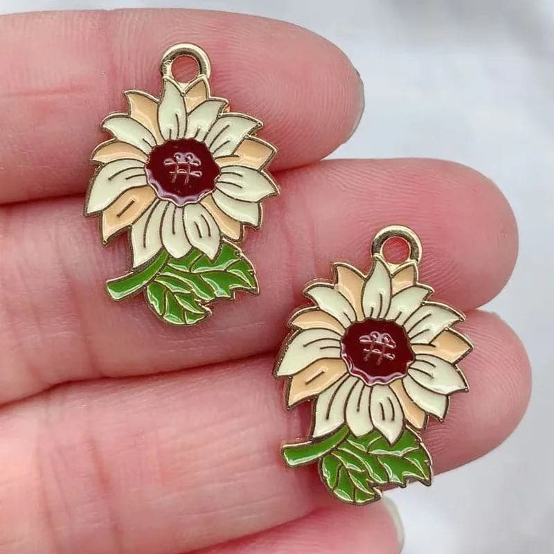 Enamel Sunflower Pendant for Women - Bulk Craft Jewelry