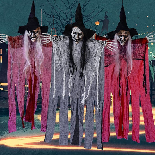 Halloween hanging witch horror skull ghost pendant Halloween party haunted house horror props indoor and outdoor decoration 2023