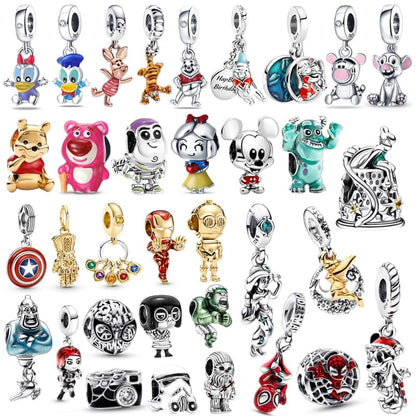 Disney STARWARS Marvel Hero Tinker bell Charms 925 Sterling Silver Original Charms Fit For Pandora Bracelet DIY Jewelry Making