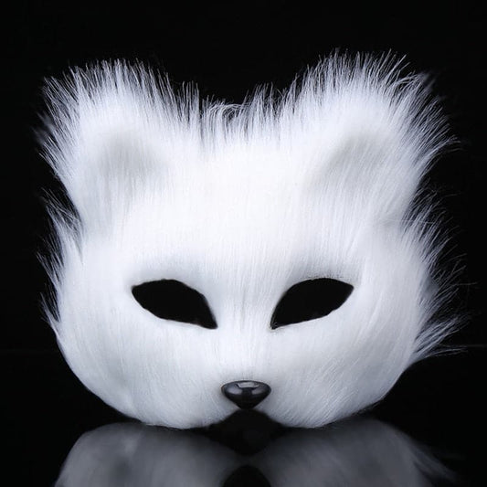 Furry Fox Masks Half Face Eye Mask Cosplay Props Halloween Christmas Carnival Party Animal Cosplay Mask Masquerade Accessories