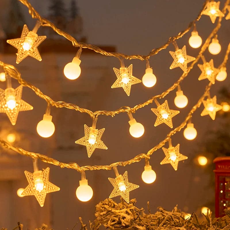 Christmas Tree Snowflake LED String Lights Xmas Tree Decor Fairy Lighting Strings Pendant Ornaments For Home Party New Year 2024