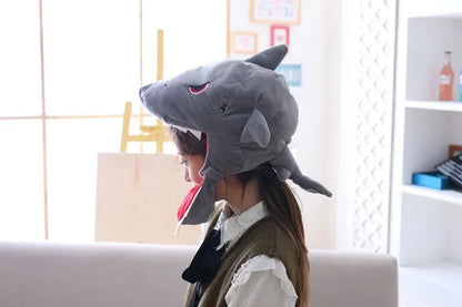 Cap Decor Coronet Headgear Headdress Funny Shark Dinosaur Toys PP Cotton Doll Cute Plush Toy Adult Plushs Hat