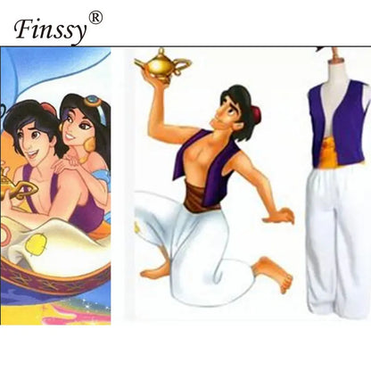 Adult Aladin Cosplay Costume Halloween Carnival Men's Clothing Including plastic Magic Lamp Size S-2XL