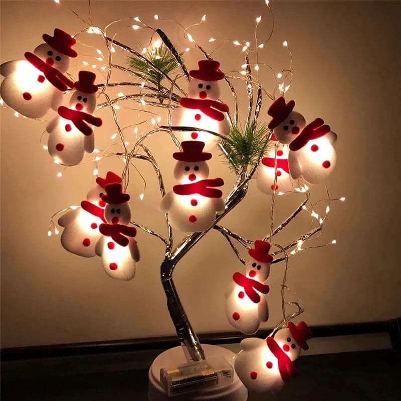 Christmas Snowman LED Garland String Lights Merry Christmas Decor for Home Cristmas Tree Elk Ornament Happy New Year Gifts