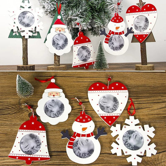 1pc Creative Wooden Christmas Photo Frame Pendant Xmas Tree Hanging Decor Ornament For Home Xmas Navidad New Year 2024