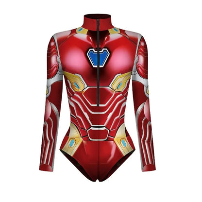 2024 New Superhero Bodysuit for Women Men Spiderman Iron Man Cosplay 3D Print Long Sleeve Swimsuit Adult Carnival Costume