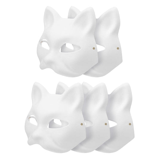 Masquerade Paper Blank White Halloween Cosplay Cat Diy Forface Paintable Couple Half Animal Mache Party Mardiup Craft
