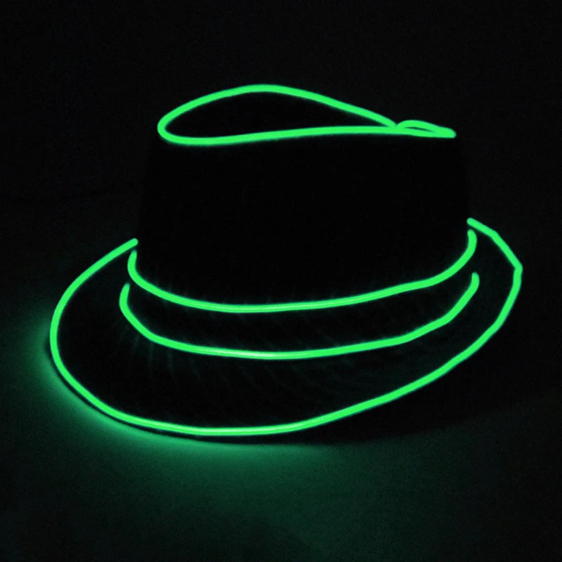 Luminous Fedora Hat Gentleman Performance Jazz Cap LED Glow Top Hat Birthday Wedding Christmas Halloween Party Costume Supplies